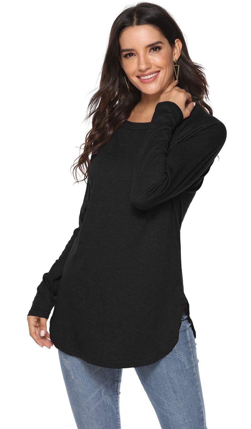 Newchoice Black Tops for Women Long Sleeve Plain Basic Tees Plus Size Tunic Shirts (XXL,Black) - Image 4